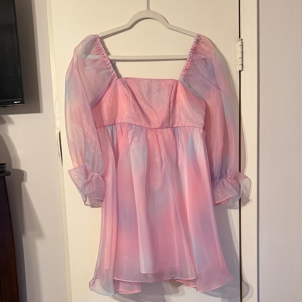 Pink Lily Pastel Pink Mini Puff Sleeve Dress